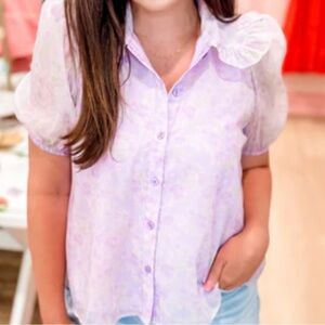 Lavender Puff Sleeve Blouse